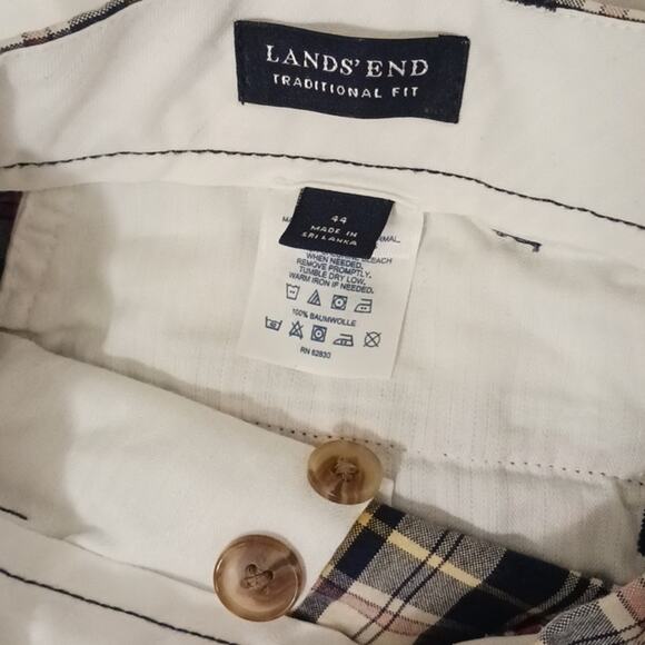 Land's End Bermuda GOLF Shorts Mens Size W44 Blue Yellow Red Plaid Preppy Travel - Picture 4 of 10